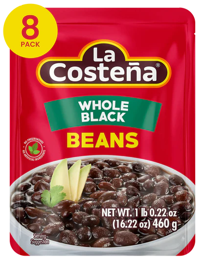 Beans - La Costeña Whole Black Beans - Microwaveable Pouch 16.22 Oz (Pack Of 8) La Costeña