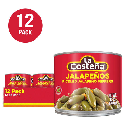 Peppers - La Costeña Whole Pickled Jalapeños 12 Pack - 12oz cans La Costeña