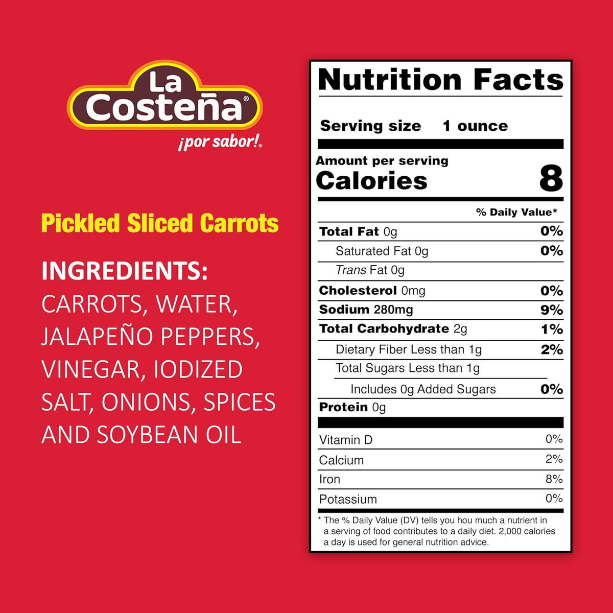 La Costeña's Sliced Pickled Carrots 14.1oz - 12 Pack La Costeña