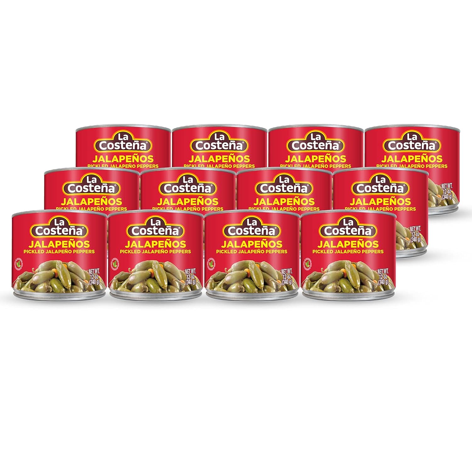 Peppers - La Costeña Whole Pickled Jalapeños 12 Pack - 12oz cans La Costeña