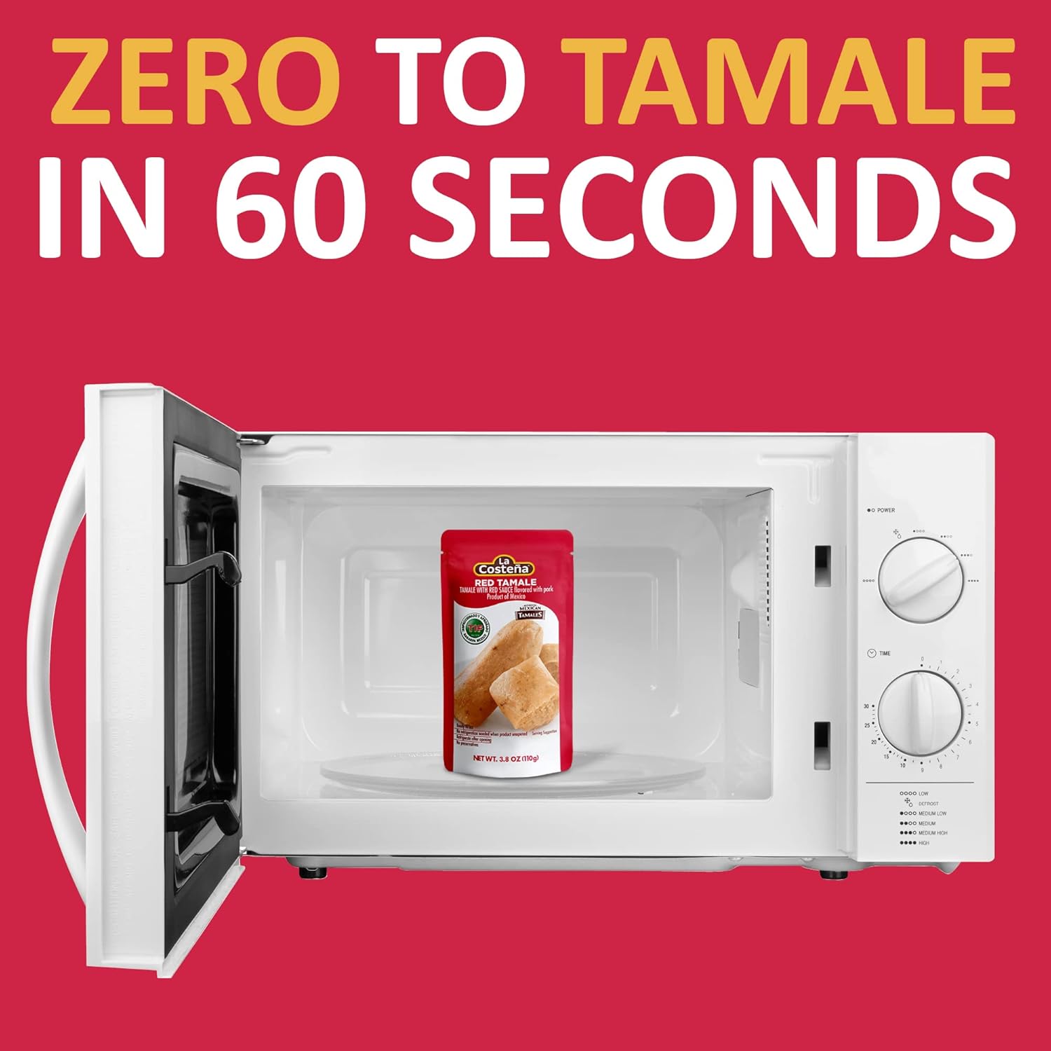 Tamales - La Costeña Red, Pork Flavor, Microwaveable, 3.8 Oz (Pack of 12)