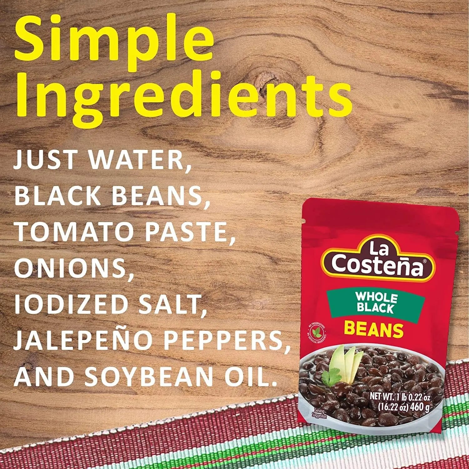 La Costeña Whole Black Beans ingredients 