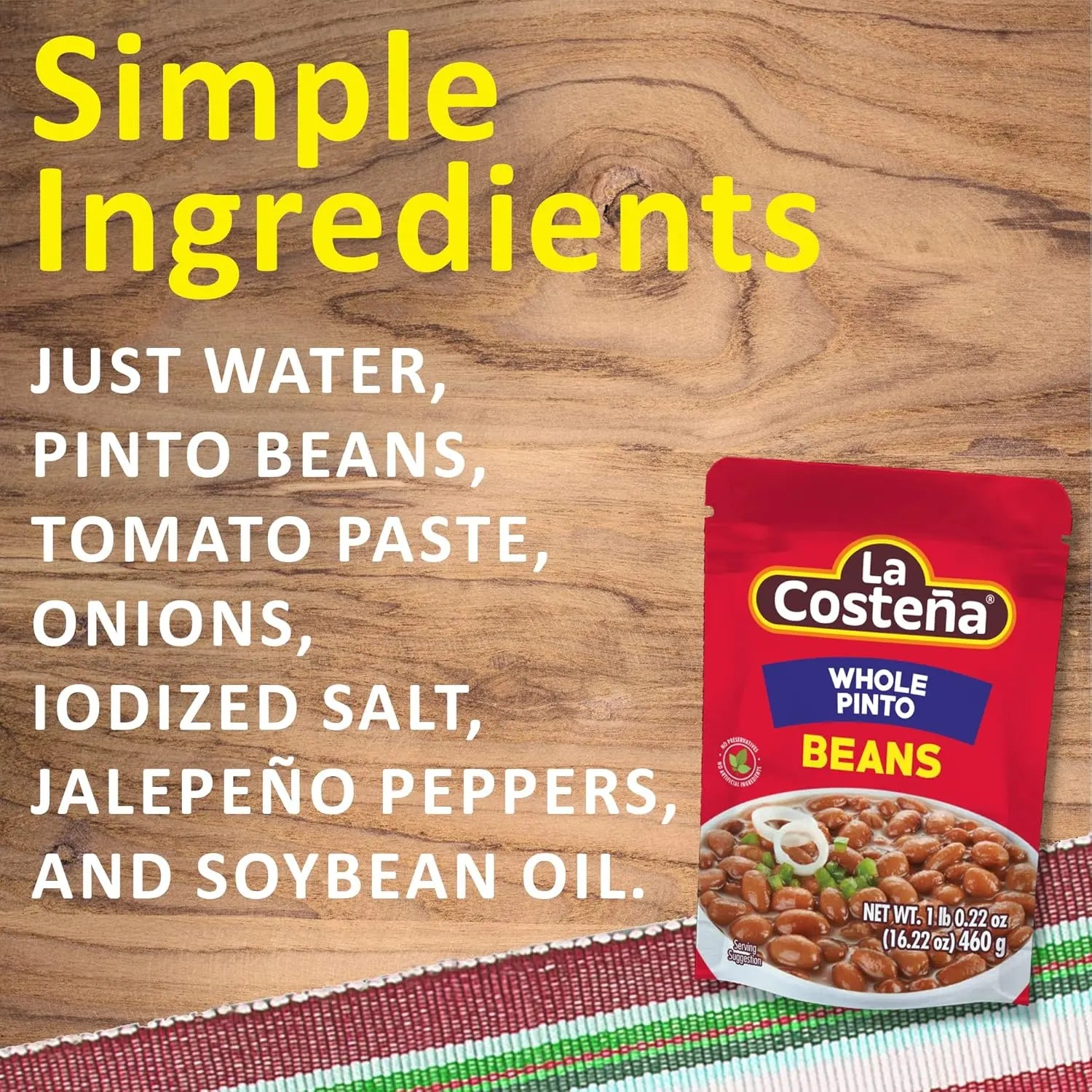 La Costeña Whole Pinto Beans bullet points