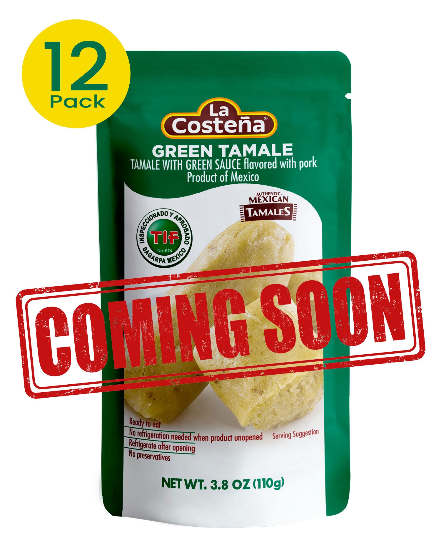 Tamales - La Costeña Verdes, Pork Flavor, Microwaveable, 3.8 Oz (Pack of 12)