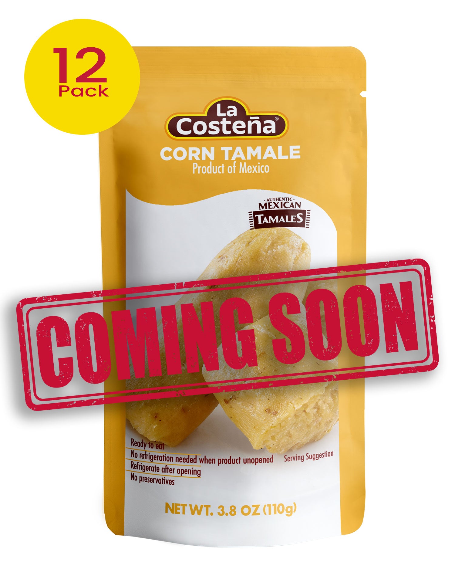 Tamales - La Costeña Corn, Corn Flavor, Microwaveable, 3.8 Oz (Pack of 12)