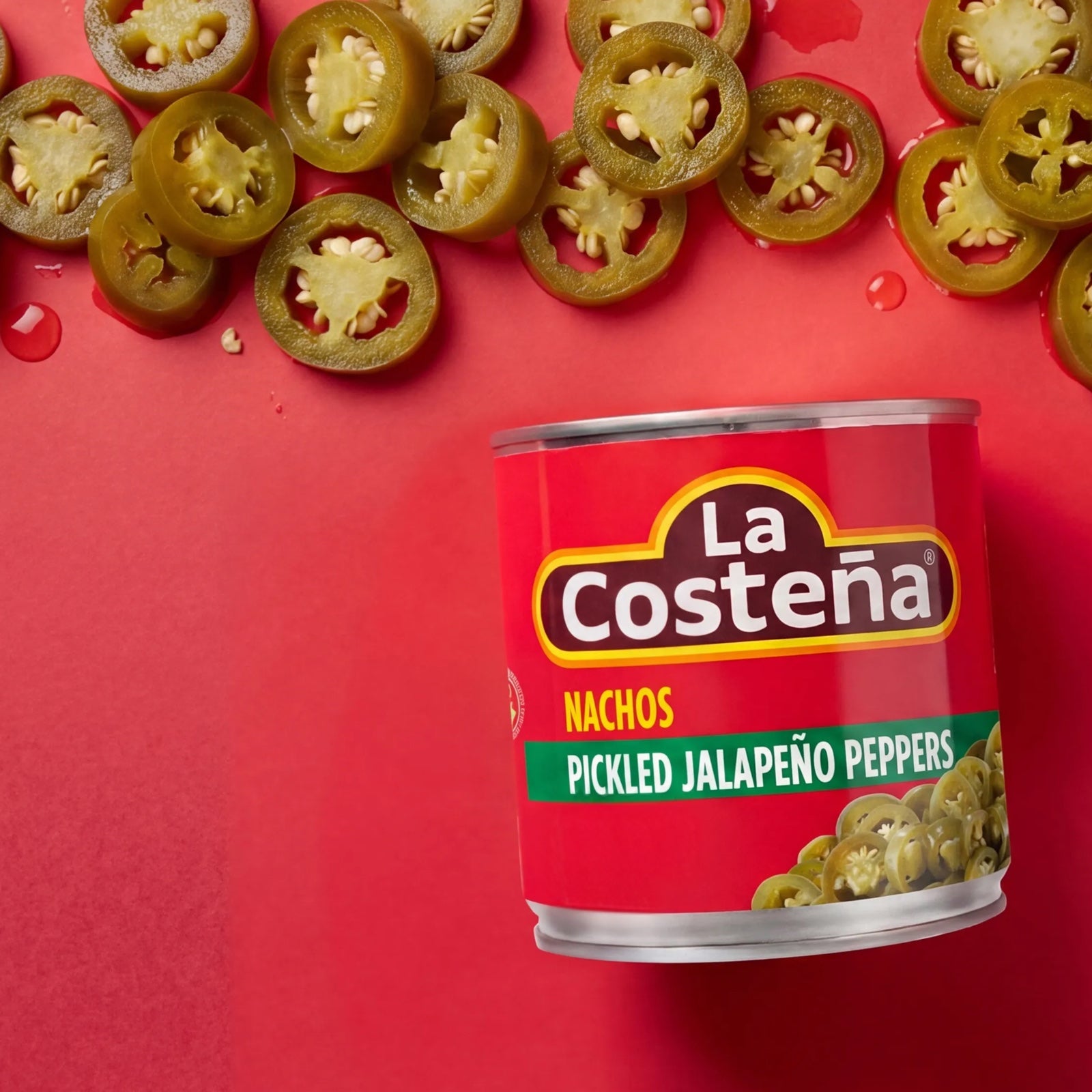 La Costeña nacho jalapeño can with sliced pickled jalapeños