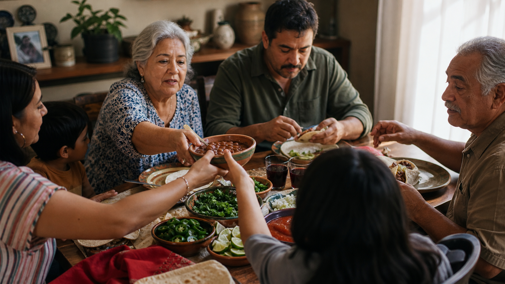 Family sharing a meal with La Costeña ingredients